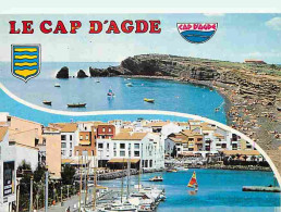 34 - Le Cap D'Agde - Multivues - Blasons - Flamme Postale De Béziers - CPM - Voir Scans Recto-Verso - Agde