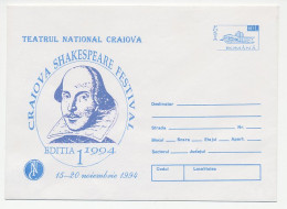Postal Stationery Romania 1994 William Shakespeare Festival - Schrijvers