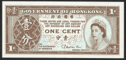 HONGKONG - HONG KONG - 1 CENT 1961 - 71 - PICK: 325 - PAPEL - IMPRIMIR DE UN LADO - SIN CIRCULAR - UNZIRKULIERT - Hongkong