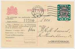 Briefkaart G. TEL170-Ia - Telephoondienst S-Gravenhage 1922 - Postwaardestukken