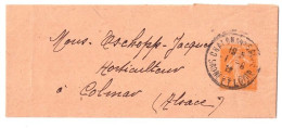 CHALON Sur SAONE Entier Bande De Journal 5c Orange Sur Chamois Ob 1 6 1922 Dest Colmar - Streifbänder