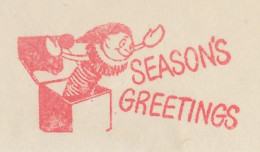 Meter Top Cut USA 1949 Season S Greetings - Clown In A Box - Navidad