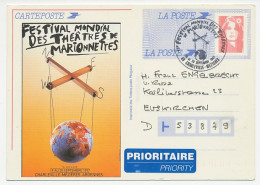 Postal Stationery / Postmark France 1997 World Festival - Marionette - Puppet. Globe On Left Side Is Vignette - Not Pri - Théâtre