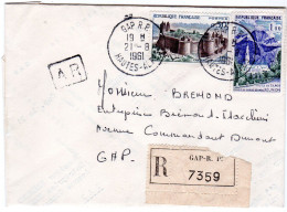 1961  Recommandé Avec AR De GAP  T P Chateau Des Fougères + Massif Du Grand Bénard Réunion - Brieven En Documenten