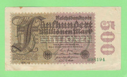 Weimar 500 Millionen Mark 1923 Fünfhundert Mark Allemagne Germania Deutschland Germany - 500 Miljoen Mark