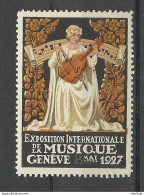 Schweiz Switzerland Suisse 1927 Exposition Internationale De La Musique Geneve Advertising Vignette Reklamemarke MNH - Sonstige & Ohne Zuordnung