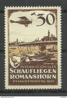 Schweiz Switzerland 1924 Flugspende Vignette 30 Rp. Schaufliegen Romanshorn Air Plane * - Avions