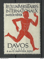 Schweiz Switzerland 1920 Jeux Universitaires Internationaux Davos Poster Stamp Vignette MNH - Sonstige & Ohne Zuordnung