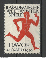 Schweiz 1920 Jeux Universitaires Internationaux Davos Poster Stamp Vignette II: Akademische Welt-Winterspiele (*) - Autres & Non Classés
