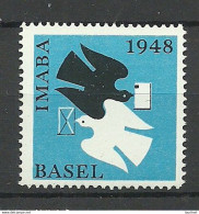 Switzerland SCHWEIZ 1948 IMABA Basel Expo Nationale Briefmarkenausstellung Taube Dove Vignette Werbemarke MNH - Ongebruikt