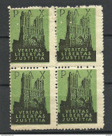 SCHWEIZ Switzerland Vignette Werbemarke Pax Veritas Libertas Justitia Cathedrale 4-Block MNH - Churches & Cathedrals