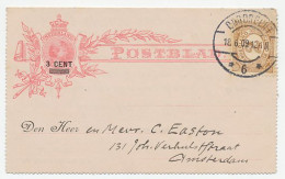 Postblad G. 9 / Bijfrankering Dordrecht - Amsterdam 1909 - Postwaardestukken