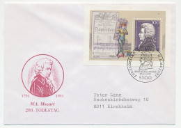 Cover / Postmark Germany 1991 Wolfgang Amadeus Mozart - Composer - Music