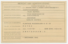 Verhuiskaart G. 13 Particulier Bedrukt Amsterdam 1942 - Material Postal