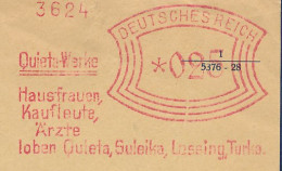 Meter Cover Deutsches Reich / Germany 1938 Chocolate - Gingerbread - Candy - Lessing  - Ernährung