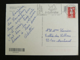 LE LAVANDOU - VAR - FLAMME SUR ROULETTE MARIANNE BRIAT - BORMES LES MIMOSAS VUE GENERALE - Mechanical Postmarks (Advertisement)