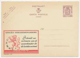 Publibel - Postal Stationery Belgium 1948 Watch - Lion - Clocks