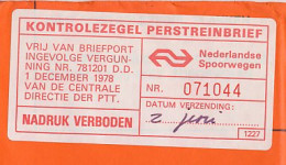 Complete Perstreinbrief / Kontrolezegel NS Amsterdam - Apeldoorn ( 1979 ) - Ohne Zuordnung