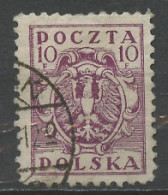 Pologne - Poland - Polen 1919 Y&T N°161 - Michel N°103 (o) - 10f Aigle National - Used Stamps