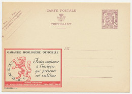Publibel - Postal Stationery Belgium 1948 Watch - Lion - Clocks