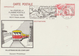FT 22 . 66 . Villefranche De Conflent . 1er Jour . Entier Postal . 14 02 1986 . Affranchissement . - Standaardomslagen En TSC (Voor 1995)