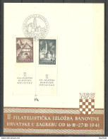 Jugoslavija KROATIA Kroatien 1941 Michel 347 - 348 Briefmarkenausstellung Zagreb Sonderblatt - Usati