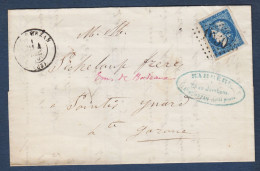 Bordeaux N° 44Ba ( Entamé à Gauche ) Sur Lettre De Lannemezan - Cote 1900 € - 1870 Bordeaux Printing