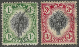 Kedah (Malaysia). 1912 Definitives. 1c, 3c Used. Mult Crown CA W/M SG 1, 2. M5099 - Kedah