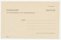 Militair / NAPO Formulier Tot Mededeling Adreswijziging ( 1955 ) - Zonder Classificatie