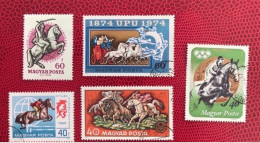 HONGRIE 1959 A 1974 UPU 5 Obli YT 1229 2073 2152 2845 2366 Cheval Horse Mammifère Mammal HUNGARY UNGARN MAGYAR UNGHERIA - Chevaux