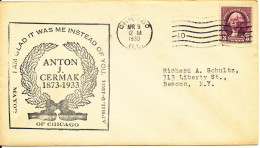 USA Cover Chicago 9-4-1933 Anmton J. Cermak 1873 - 1933 (Mayor Of Chicago) - FDC