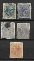 ESPAGNE -5 TRES BEAUX VIEUX TIMBRES OBLITERES - PAS EMINCE-DE 1875-82 - Used Stamps