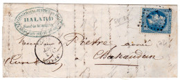 1859  CAD T 17 D' ARPAJON  G C 172  Repiquage  " DALLARD Huissier De Justice "  Envoyée à CHATEAUDUN - 1849-1876: Période Classique