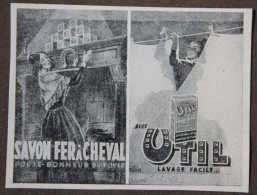 Publicité, Savon Fer à Cheval Et Lessive UTIL Lavage Façile, 1951 - Publicidad