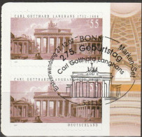 Deutschland 2007 Aus MH 70 275.Geburtstag Von Carl Gotthard Langhans Mi-Nr. 2636 2er Block O Gest. EST Bonn ( B 2903 ) - Used Stamps