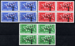 3253.1963 EUROPA TREE SG. 224-226 SPECIMEN, VERY FINE MNH BLOCKS OF 4 - Ongebruikt