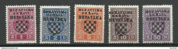 CROATIA Kroatien Hrvatska 1941 Michel 1 - 5 Postage Due Portomarken MNH Signed - Croazia