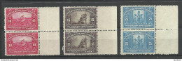 Jugoslavia SERBIEN SERBIA Croatia Slovenia 1921 Michel 159 - 161 As Pairs MNH F√ºr Die Kriegsbesch√§digten - Unused Stamps