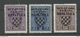 CROATIA Kroatien Hrvatska 1941 Michel 1 & 3 & 5 Postage Due Portomarken * - Croacia