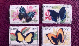 GHANA 1989 4 V Neuf ** MNH YT 1090 1091 1092 1093 Farfalle Papillons Butterflies Mariposas Schmetterlinge - Schmetterlinge