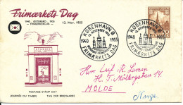 Denmark Cover Stamp's Day Copenhagen 13-11-1955 With Cachet Sent To Norway - Journée Du Timbre
