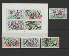 Central Africa 1964 Olympic Games Tokyo, Athletics, Swimming, Basketball Etc. Set Of 4 + S/s MNH - Verano 1964: Tokio