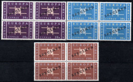 3254.1963 EUROPA  SG. 234-236 SPECIMEN, VERY FINE MNH BLOCKS OF 4 - Neufs