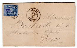 1881  CAD T 17 De ANIANE  Sur Type Sage15c Envoyée à PARIS Au Député BOUTEILLE - 1877-1920: Semi-moderne Periode
