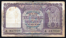 India 1949-1957 Banknote 10 Rupees P-38 Signature: Rama Rau - Inde