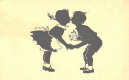 Kissing Boy And Girl, Romantic, Pre 1940 - Silhouette - Scissor-type