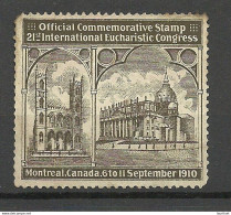 CANADA 1910 21st Eucharistic Congress Vignette Advertising Poster Stamp (*) - Erinofilia