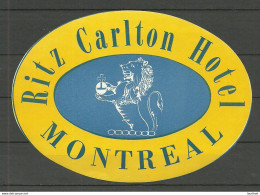 Canada HOTEL Ritz Carlton Montreal Vignette Advertising Poster Stamp Reklamemarke MNH - Hôtellerie - Horeca
