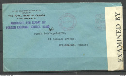 CANADA Kanada 1939 Royal Bank Of Canada Meter Cancel Cover O Vancouver To Denmark Examined By Censor - Briefe U. Dokumente