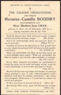 Doodsprentje / Image Mortuaire Hermine Boudry - Crab Ieper 1879-1937 - Obituary Notices